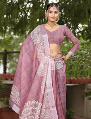 Gajal Printed, Woven Kanjivaram Pure Cotton, Cotton Linen Saree(Magenta)