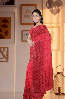 Ruhabs Printed Daily Wear Georgette Saree(Red)