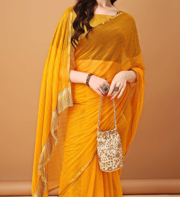 DIVYASHAKTI FASHION Embellished Daily Wear Chiffon Saree(Gold)