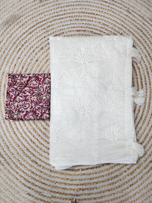 Julee Embroidered Chanderi Chanderi Saree(Cream)