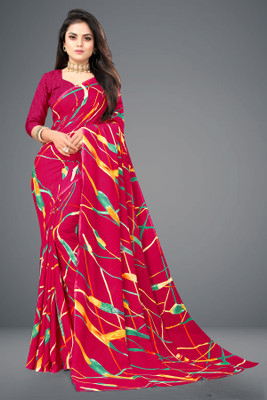 SHUBHSWAR Printed Bollywood Georgette Saree(Pink)
