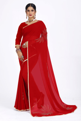 Pemal Designer Floral Print Bollywood Georgette Saree(Maroon)
