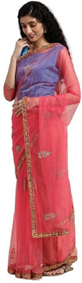 Pkkt Embroidered Bollywood Net Saree(Multicolor)