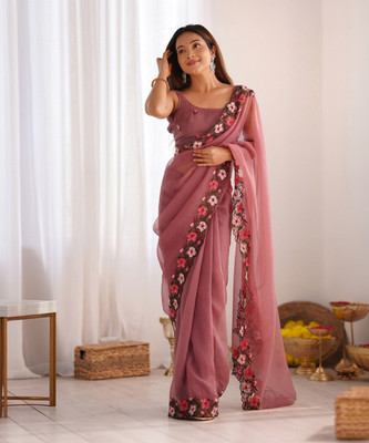 ANOUK Embroidered Bollywood Tissue Saree(Gold)