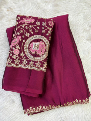 Sita Printed Bollywood Silk Blend Saree(Pink)