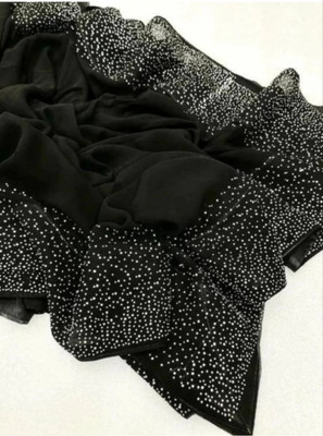 Mrfashion Solid/Plain Bollywood Georgette Saree(Black)