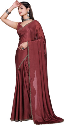 ASHTA Woven Bollywood Jimmy choo, Chiffon Saree(Brown)