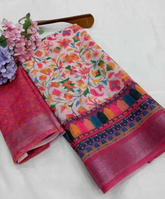 KOTHARI KREATION Digital Print Chanderi Cotton Linen Saree(Pack of 2, Multicolor)