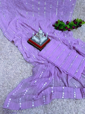 RK Creation Embellished Bollywood Georgette Saree(Purple)