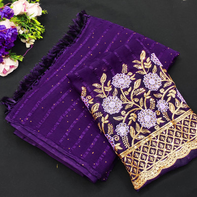Pativrata Printed Daily Wear Chiffon Saree(Purple)