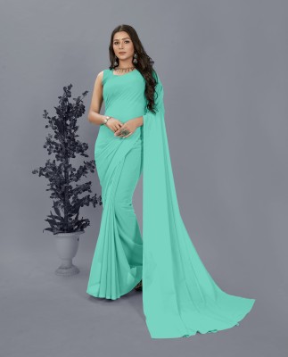 kashvi sarees Solid/Plain Bollywood Georgette Saree(Light Blue)