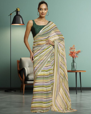 JAYAMENTERPRISE Striped Bollywood Georgette Saree(Multicolor)