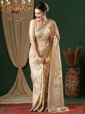 ANOUK Printed Kanjivaram Georgette Saree(Cream)