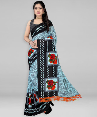 Leelavati Embroidered Bollywood Georgette Saree(Blue, Black)