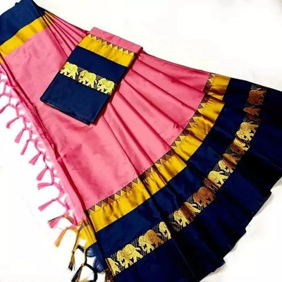 Mortal Textile Woven Handloom Cotton Silk Saree(White)