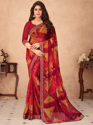 ANOUK Printed Daily Wear Chiffon Saree(Maroon)