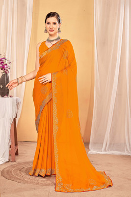 Divastri Embellished Bollywood Georgette Saree(Orange)