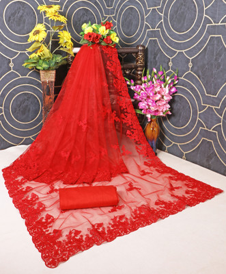 SPAREN CREATION Self Design Bollywood Net Saree(Red)