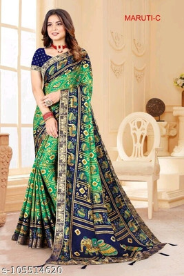 mahalaxmi fab Printed Bollywood Georgette Saree(Blue)