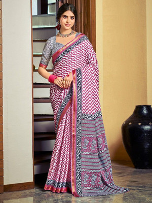 all about you Woven Daily Wear Silk Blend Saree(Purple)
