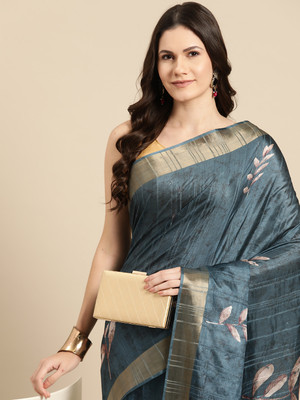 Divastri Digital Print Bollywood Silk Blend Saree(Blue)