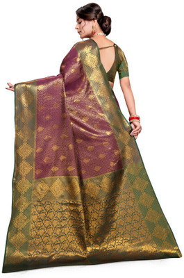 Jay fashion Self Design Banarasi Art Silk, Silk Blend Saree(Multicolor)