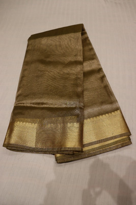 UtkrishtIndia Floral Print Daily Wear Cotton Blend Saree(Gold)