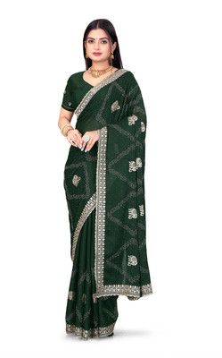 SHUBHDRASHTI NX Embroidered Bollywood Georgette Saree(Green)