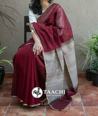 NAMITASAREES Woven Handloom Cotton Silk Saree(Maroon)