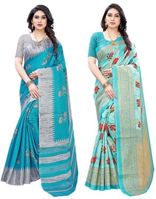 YASHIKA Printed Bollywood Art Silk Saree(Pack of 2, Multicolor)