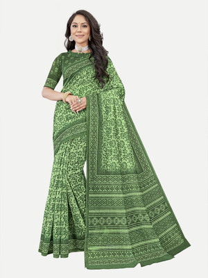 Tavas Printed Daily Wear Chanderi Saree(Light Green)