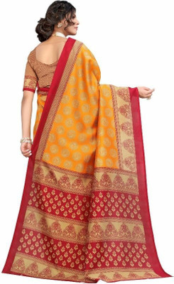 Moda Rapido Printed Bollywood Georgette Saree(Mustard, Red)