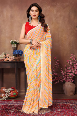 Divastri Printed Bollywood Georgette Saree(Yellow)