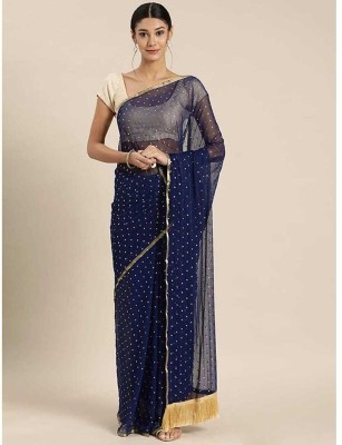 Florono enterprise Embellished Bollywood Chiffon Saree(Blue)