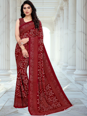 Grubstaker Printed Daily Wear Georgette Saree(Multicolor)