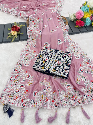 RK FABRICS Embroidered Bollywood Art Silk Saree(Multicolor)