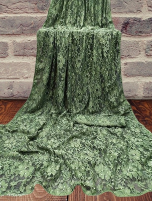 Nexafashion Solid/Plain Bollywood Net Saree(Green)