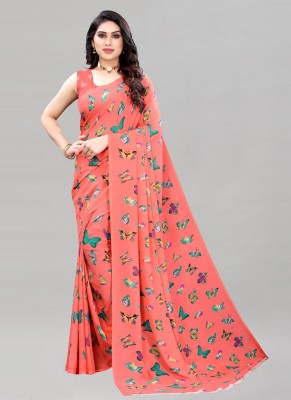 Nikhar Fashion Printed Daily Wear Georgette Saree(Red)