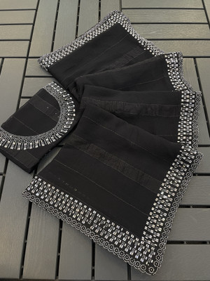 ZOYAL ENTERPRISE Embellished Bollywood Georgette Saree(Black)
