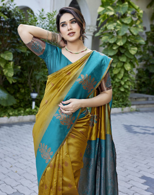 YASHIKA Woven Chettinadu Cotton Silk Saree(Yellow)