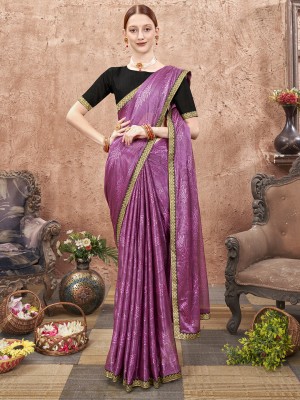 ANOUK Dyed Bollywood Chiffon Saree(Purple)