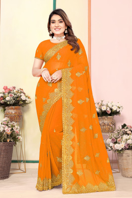 KHRITI FAB Georgette Embroidered Blouse Material