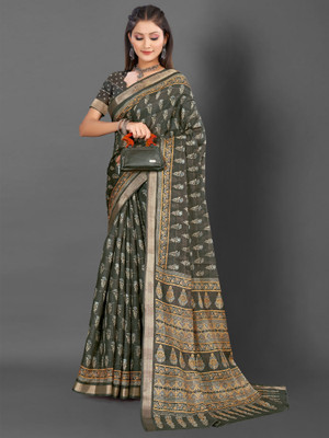 Divastri Printed Bollywood Silk Blend Saree(Light Green)