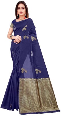 Nimidiya Woven Kanjivaram Pure Silk, Art Silk Saree(Dark Blue)