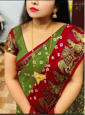Bndhejni Silk Mills Dyed Bandhani Art Silk Saree(Light Green)