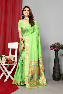 GOLDOLL FAB Woven Paithani Jacquard Saree(Green)