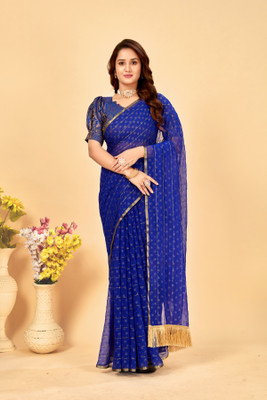 DIVYASHAKTI FASHION Embellished Bhagalpuri Chiffon Saree(Blue)