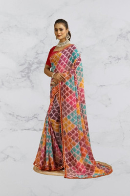 Damru trendz Printed Daily Wear Georgette Saree(Multicolor)
