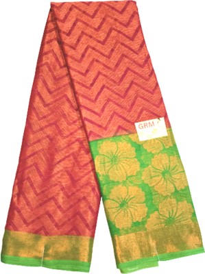 Anuraj Creation Digital Print, Embroidered, Embellished, Dyed, Hand Painted Kota Doria Chiffon, Brasso Saree(Red, Green)