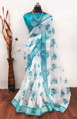 ASHTA Self Design Kanjivaram Linen, Cotton Linen Saree(Light Green)